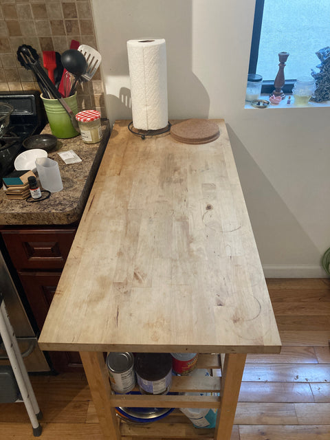 Solid Wood Rolling Kitchen Island, W40xD17xH36"