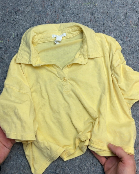 Full Tilt Yellow Crop Top Polo Shirt, Size M