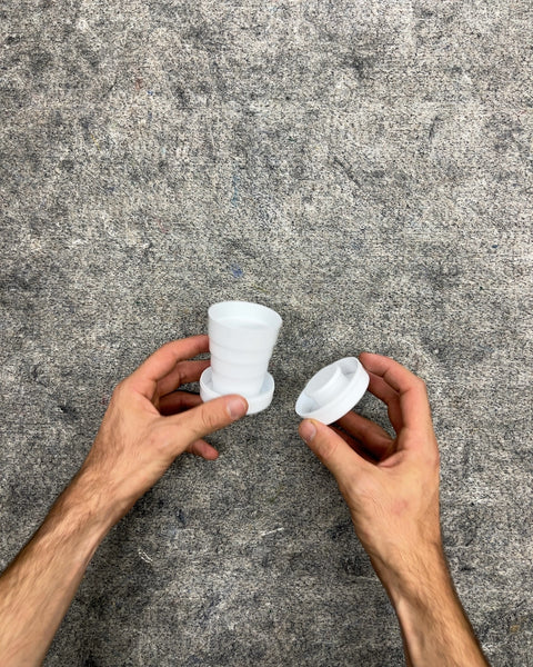 White Plastic Collapsible Travel Cup with Lid