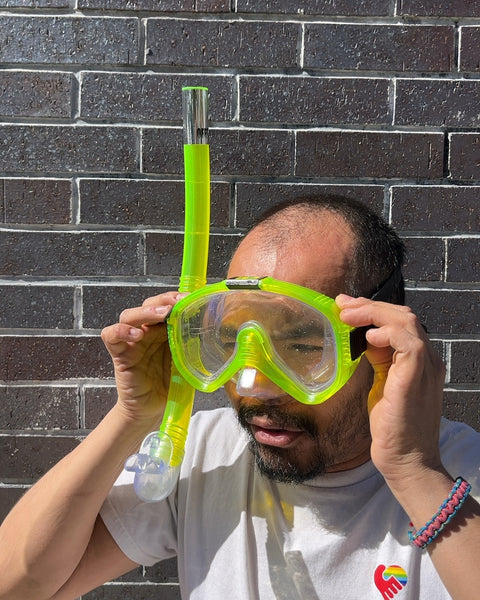 Adult Snorkel Mask Set, Neon Green