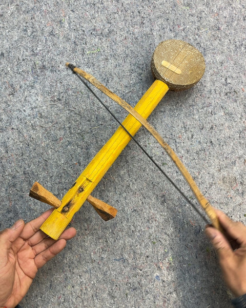 Handmade Wooden String Instrument with Bow
