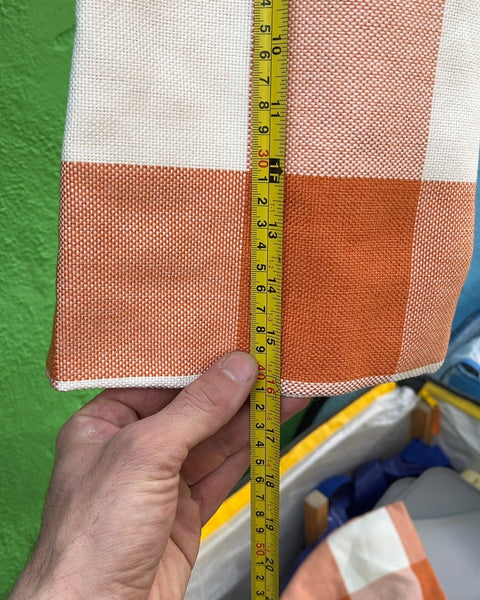 Orange and White Gingham Cushion Covers, 16x16"