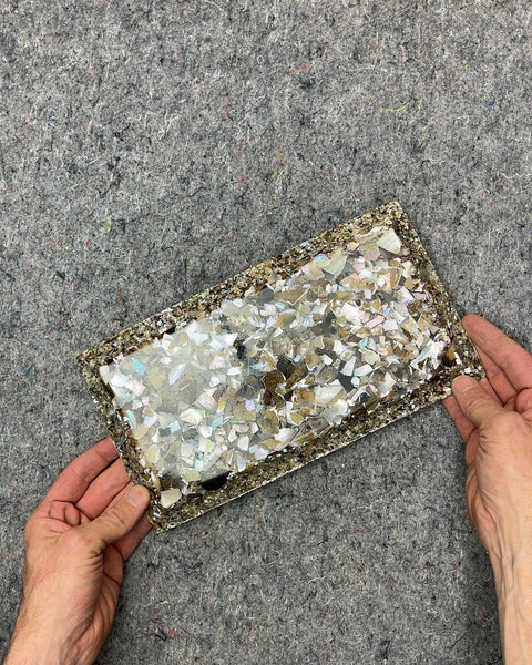 Decorative Mother of Pearl Inlay Tray, L11"