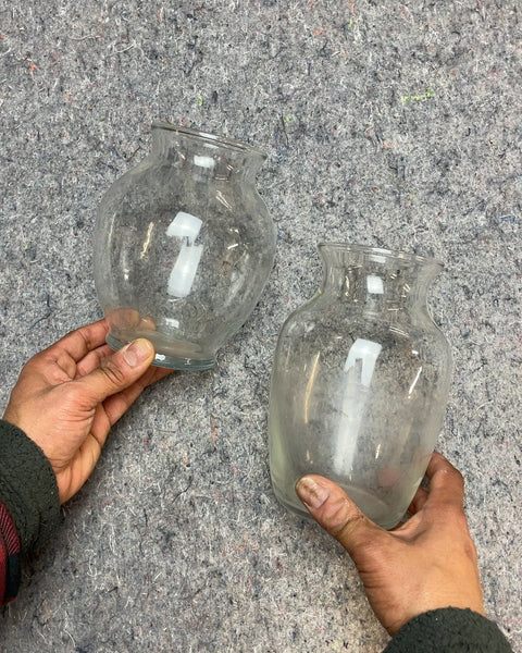 Two Clear Glass Vases