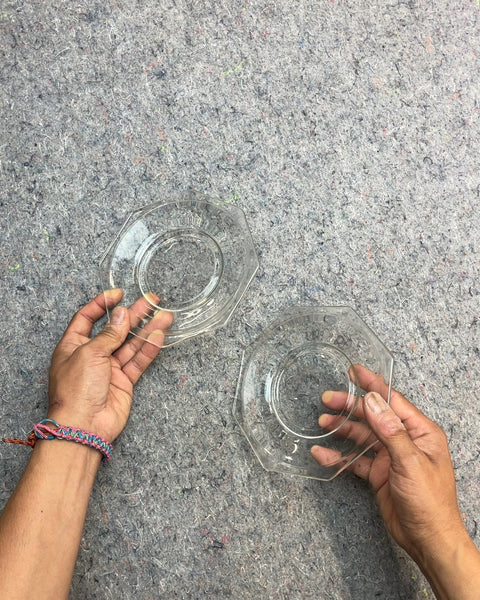 Two Vintage Clear Octagonal Lil' Glass Plates