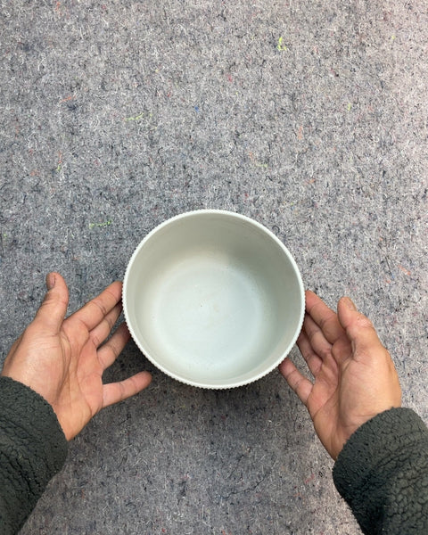 White Ribbed Planter, 7"