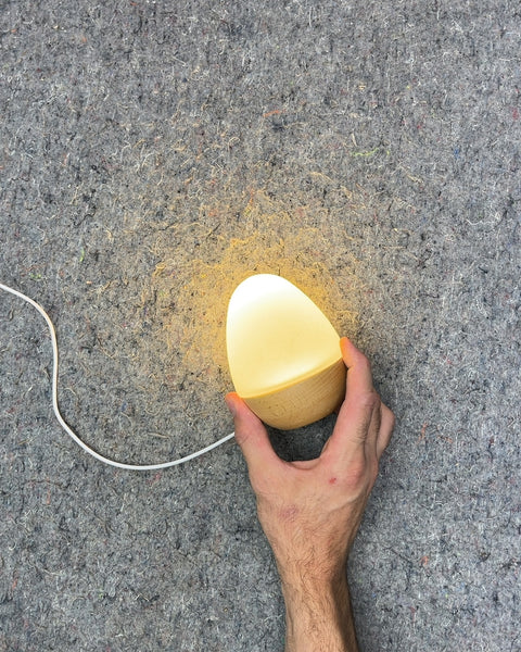 Egg Shaped Wood Base Dimmable USB Lamp