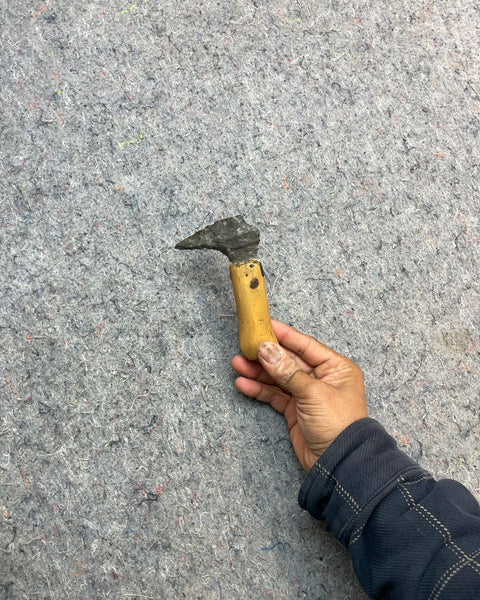 Flint Knapped Stone Tool with Wood Handle