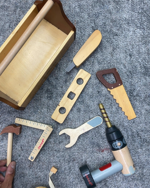 Coco Village & Janood Wooden Toy Tool Box with Tools