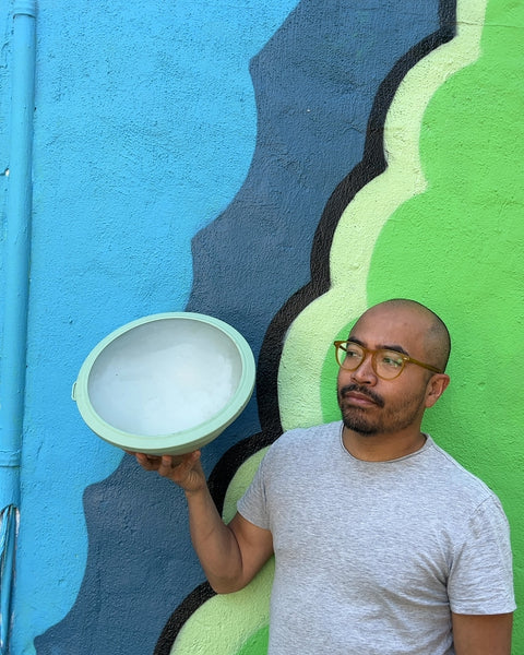 Green Plastic Mixing Bowl with Lid
