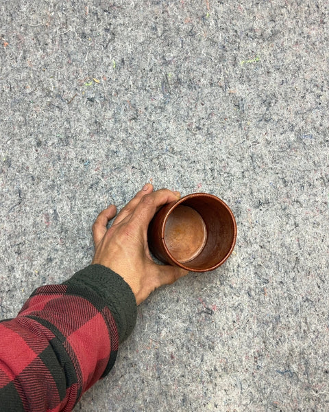 Brown Embossed Leather Pen Cup