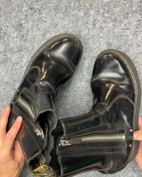 Dr. Martens Black Leather Platform Boots, Size US 11W or EU 43