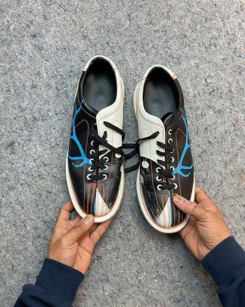 Bowls Black and White Bowling Shoes with Blue Design, Sz 10.5