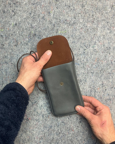 Small Gray Crossbody Leather Bag