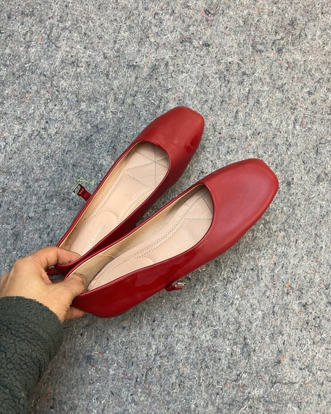 Annas Shoes Red Ballet Flats, 24 cm length