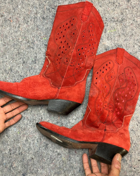 Red Cowboy Boots, Sz US 7W