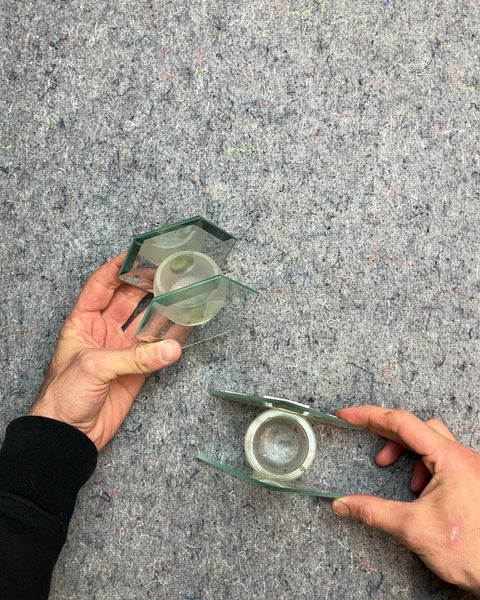 Vintage Mirrory Glass Candle Holders
