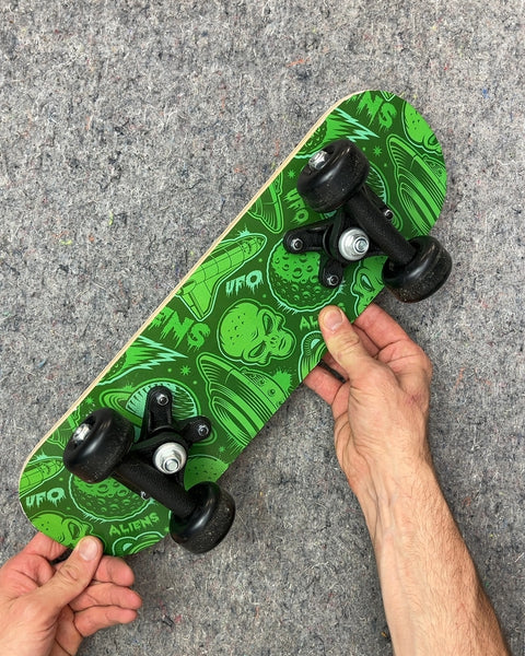 Toddler Green Alien Skateboard Deck, 17"
