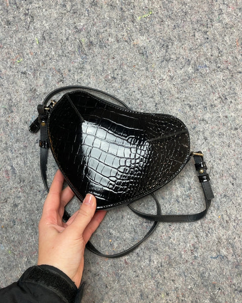 Heart Shaped Faux Leather Crossbody Bag