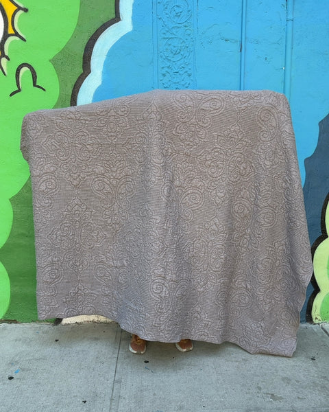Giant Gray Paisley Patterned Blanket That Would Make A Good Picnic Blanket, 80x80"
