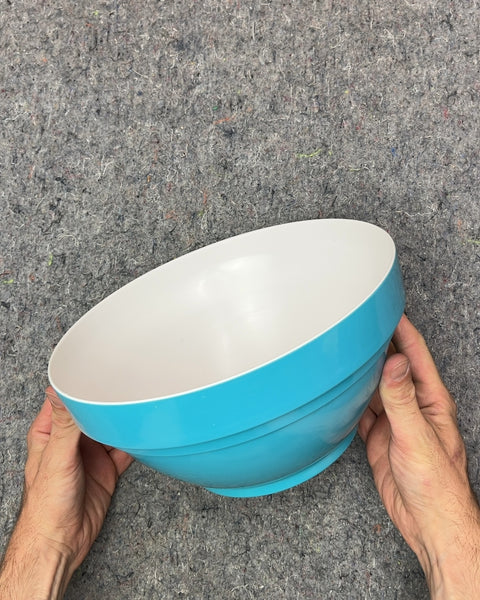 Blue and White Plastic Mixing Bowl, 10"