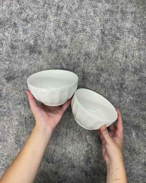 Sweese White Fluted Ceramic Bowls, Set of 2