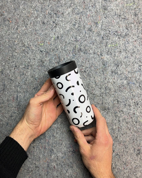 White and Black Patterned Tumbler