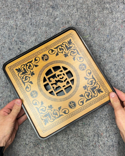 Bamboo Tea Tray with Decorative Inlay, 11x11"