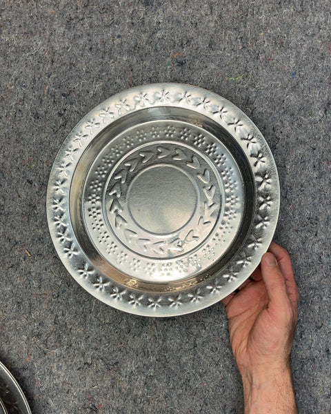 One More Embossed Metal Serving Plate, W12"