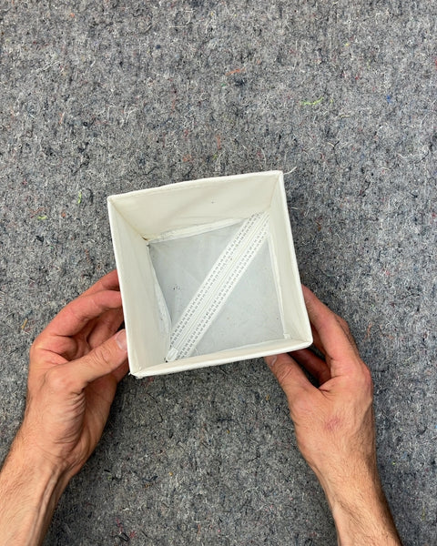 White Fabric Storage Bin, 6x6"
