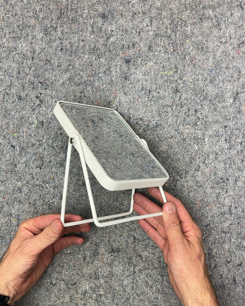 White Tabletop Mirror with Stand