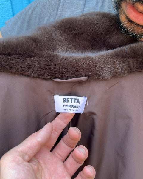 Betta Corradi Brown Faux Fur Coat In Excellent Condition, Size M