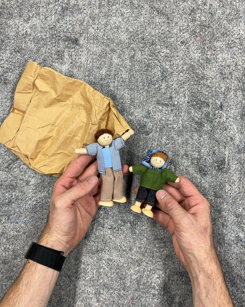 Two Small Wooden Dollhouse Figures