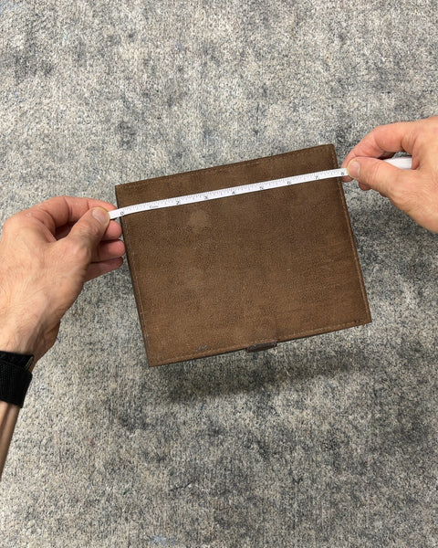 Brown Suede Hinged Valet Box with Snap Closure