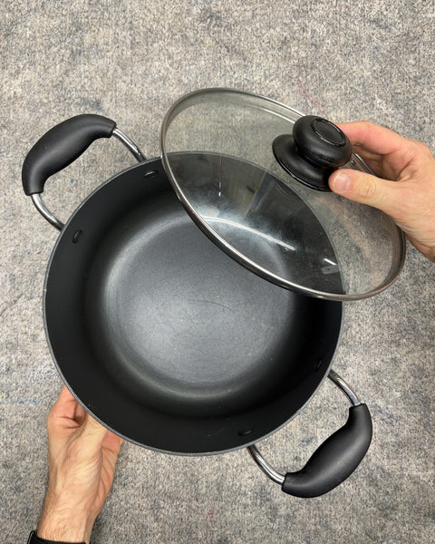 Denmark Tools for Cooks 6 Qt Hard Anodized Stock Pot with Glass Lid