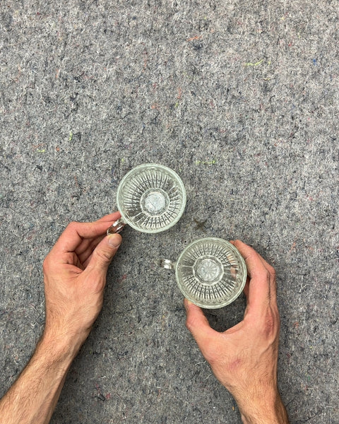 Two Clear Glass Mugs