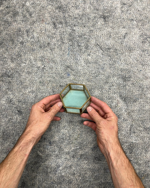 Martha Stewart Hexagonal Brass and Glass Trinket Dish