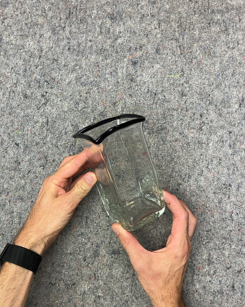 Pretty Clear Glass Vase with Black Rim, H6"