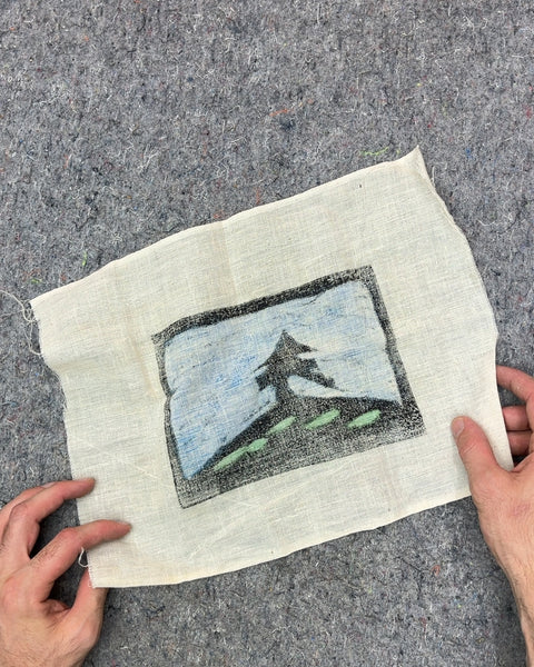Mountain Landscape Fabric Art, 10x13"