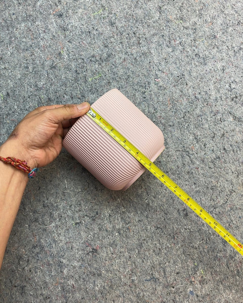 Pink Ribbed Planter Pot