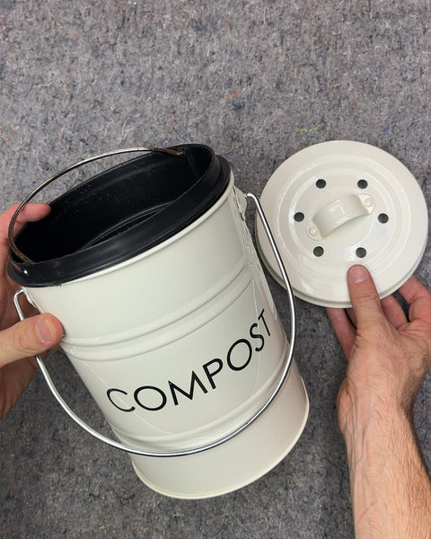 White Compost Bin with Lid