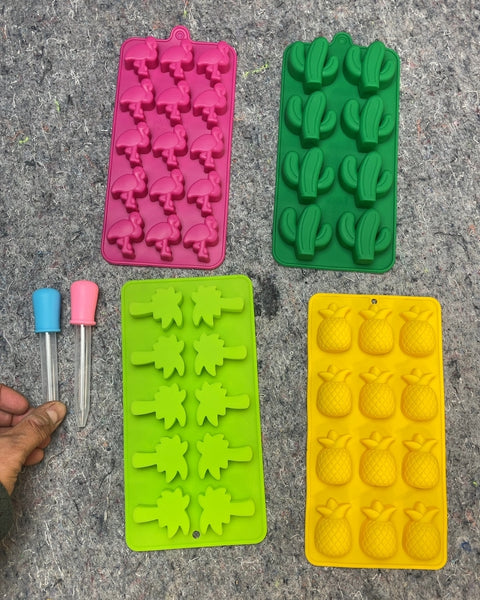Silicone Tropical Ice Cube Molds, Set of 4