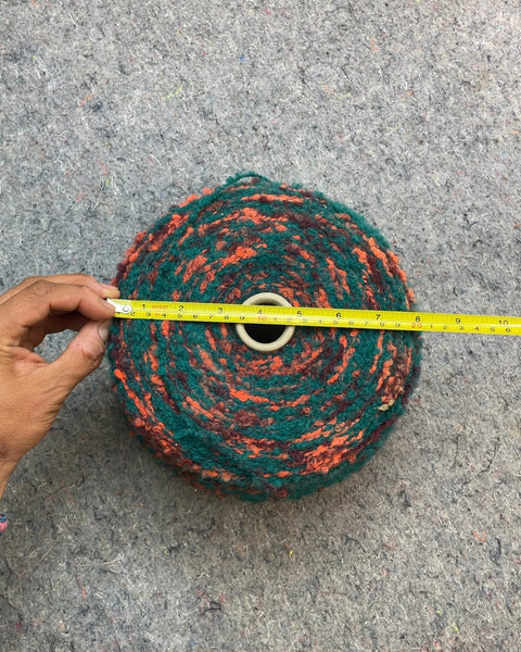 Huge Spool of Green and Orange Yarn