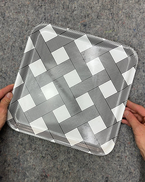 Black and White Geometric Serving Tray, 13x13"