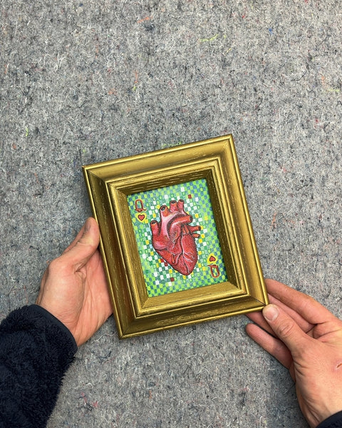 Framed Queen of Hearts Anatomical Heart Art, 7x8"