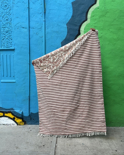 Striped and Floral Patterned Blanket, 50x80"