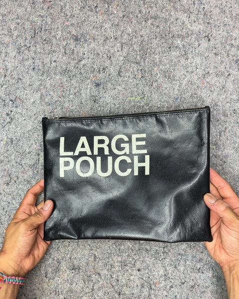 Large Pouch Black Zippered Clutch