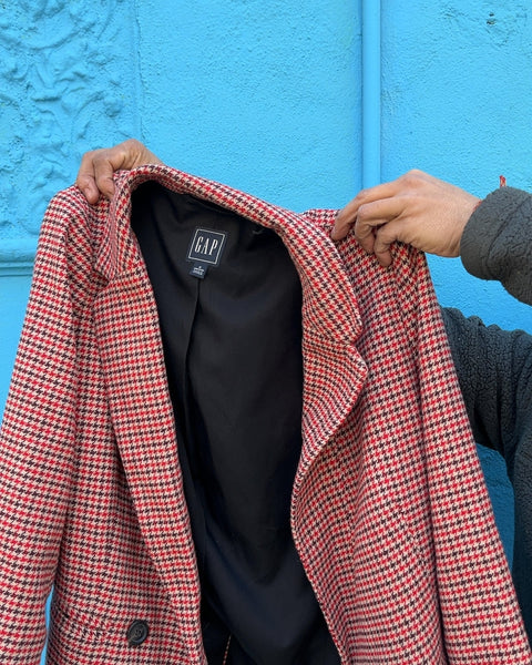 GAP Red and Black Houndstooth Blazer, Size Petite