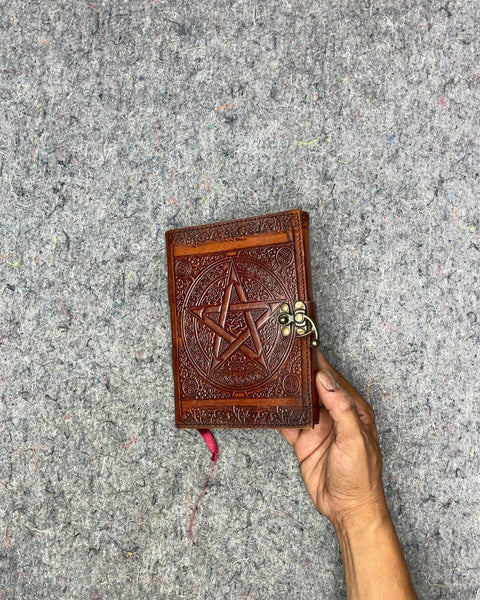 Embossed Leather Journal with Pentagram Design