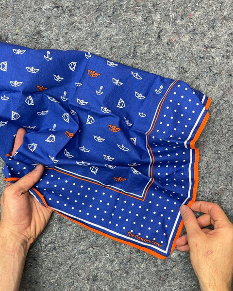The Peacock Crew Blue and Orange Pocket Bandana